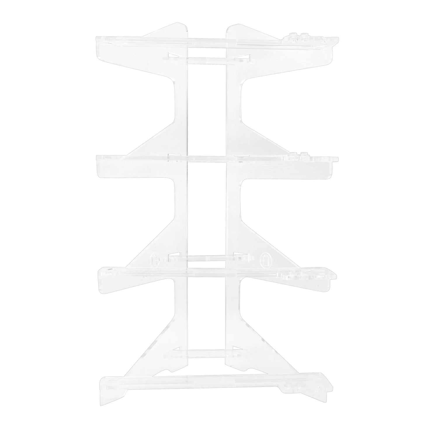 Brix Plus 4-Car stand parts laid flat before assembly — laser-cut acrylic kit